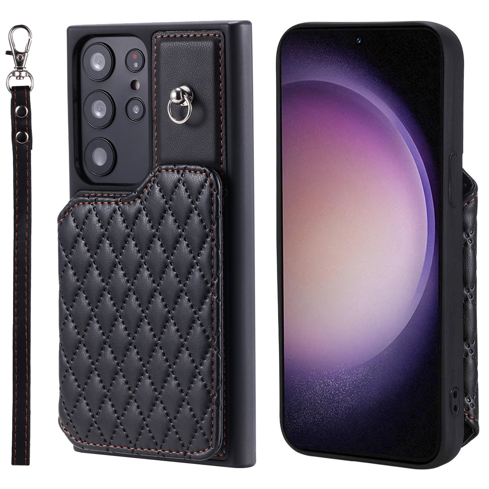 Style 008 For Samsung Galaxy S23 Ultra Leather Coated TPU Phone Cover RFID Blocking Card Holder Case Style 008 For Samsung Galaxy S23 Ultra Leather Coated TPU Phone Cover RFID Blocking Card Holder Case